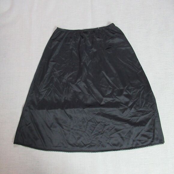 Vanity Fair Half Slip Womens Size Large Black Skirt Nylon Lace Trim Classy - Picture 5 of 9